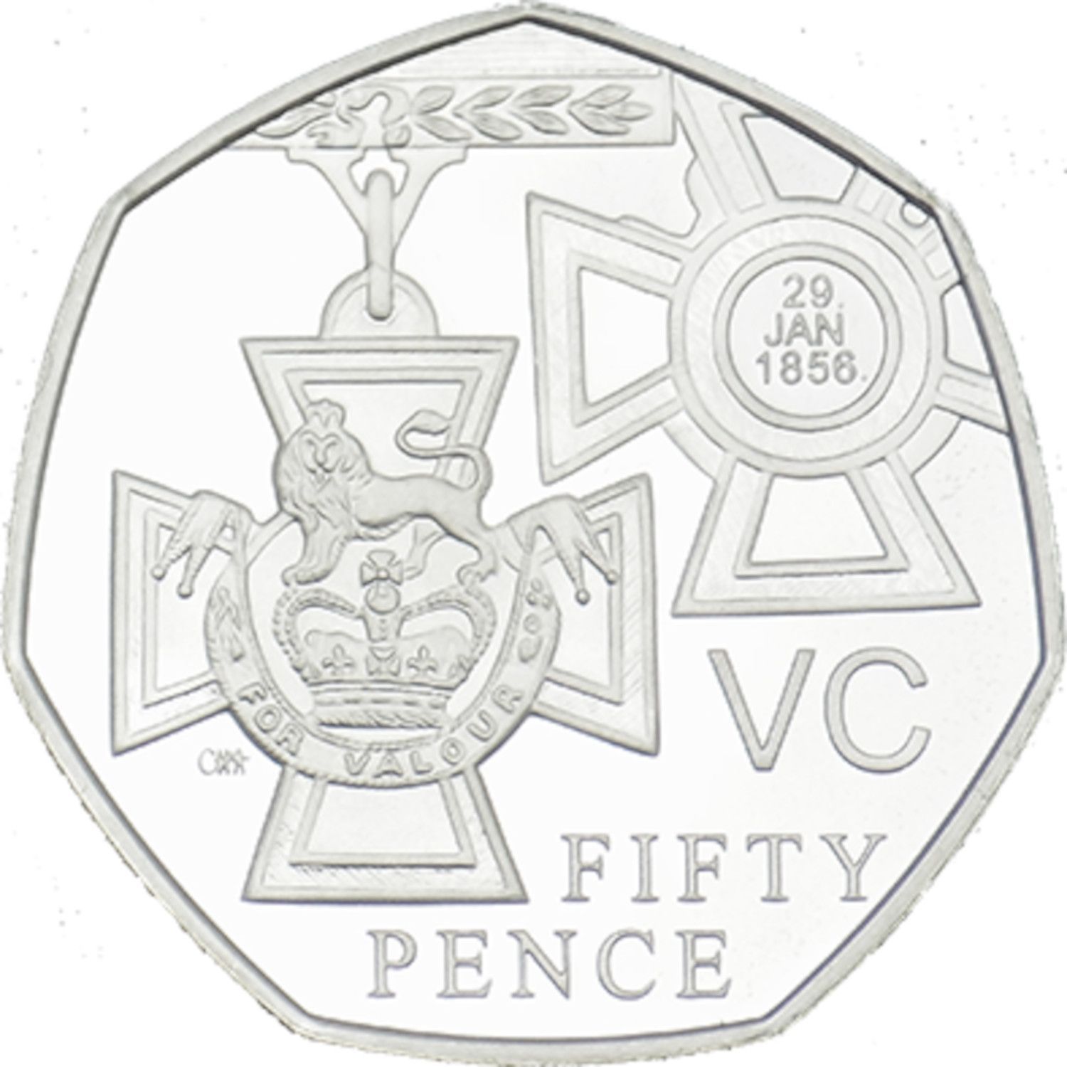 50 Pence - Elizabeth II Victoria Cross, medal; Silver Piedfort obverse