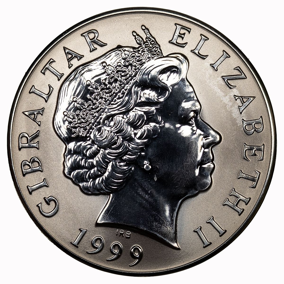 Gibraltar 5 Pounds - Elizabeth II Millennium; Titanium obverse