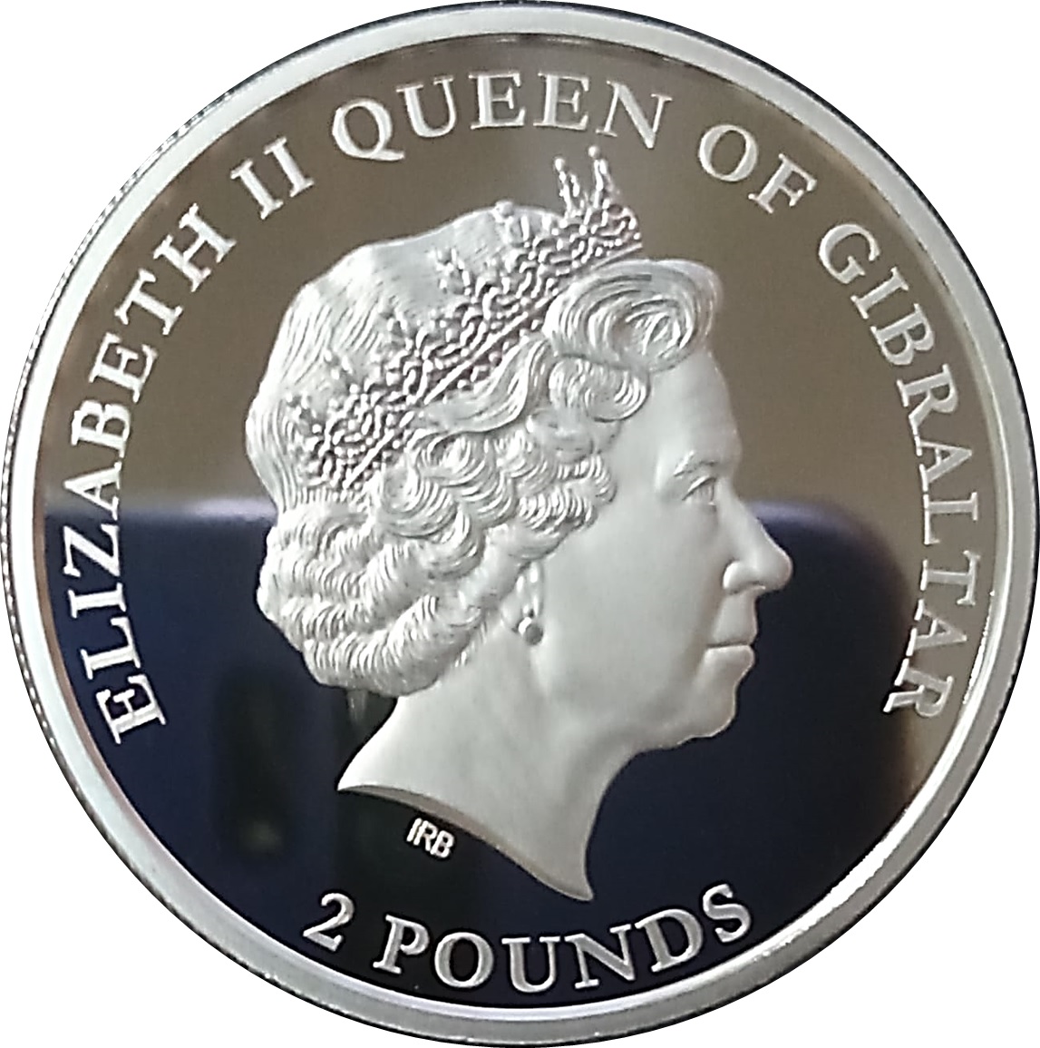 Gibraltar 2 Pounds - Elizabeth II Barbary Ape obverse