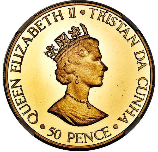 Tristan da Cunha 50 Pence - Elizabeth II Queen Victoria obverse