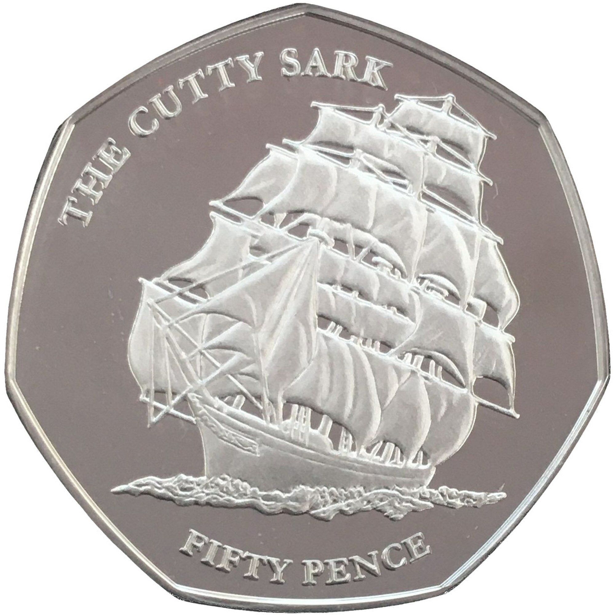 British Indian Ocean Territory 50 Pence - Elizabeth II The Cutty Sark; Silver reverse