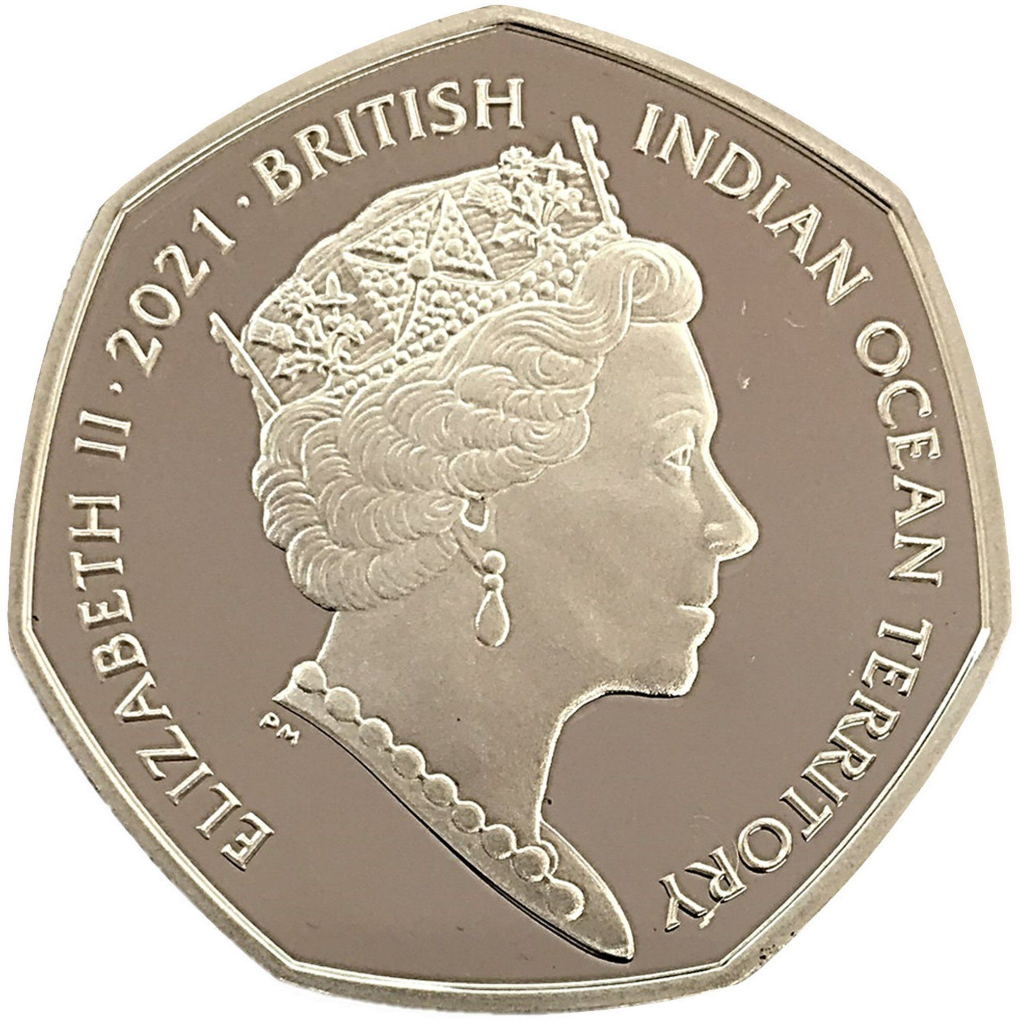 British Indian Ocean Territory 50 Pence - Elizabeth II Coat of Arms; Silver obverse