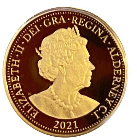 Alderney ⅛ Sovereign - Elizabeth II 200th Anniversary George and the Dragon obverse