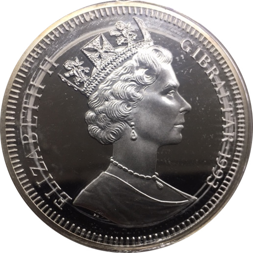 Gibraltar 70 ECUs - Elizabeth II Eurotunnel obverse