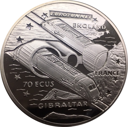 Gibraltar 70 ECUs - Elizabeth II Eurotunnel