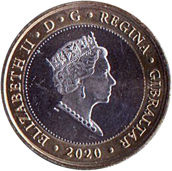 Gibraltar 2 Pounds - Elizabeth II Sandy Bay obverse