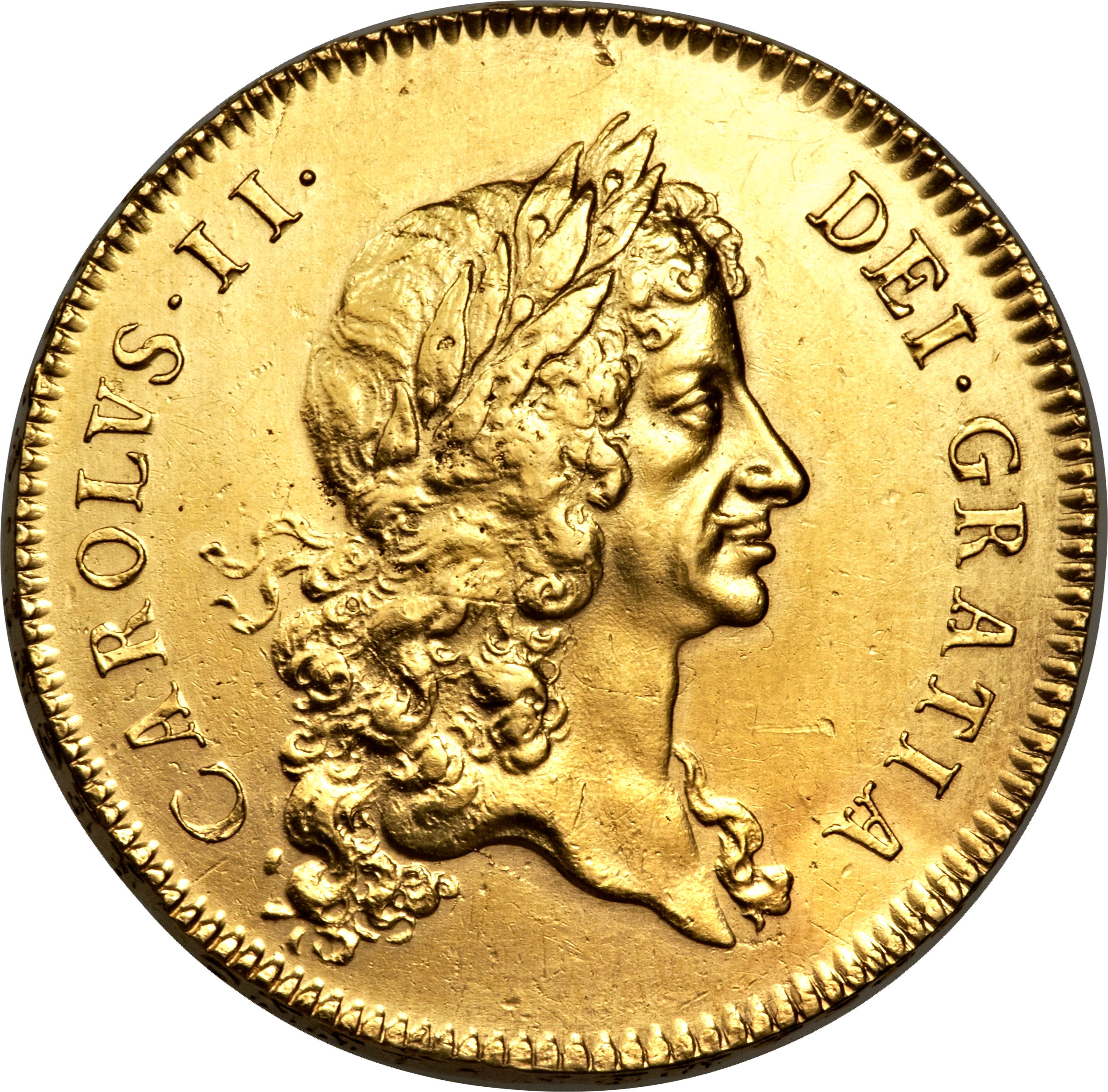 5 Guineas - Charles II 1st bust obverse
