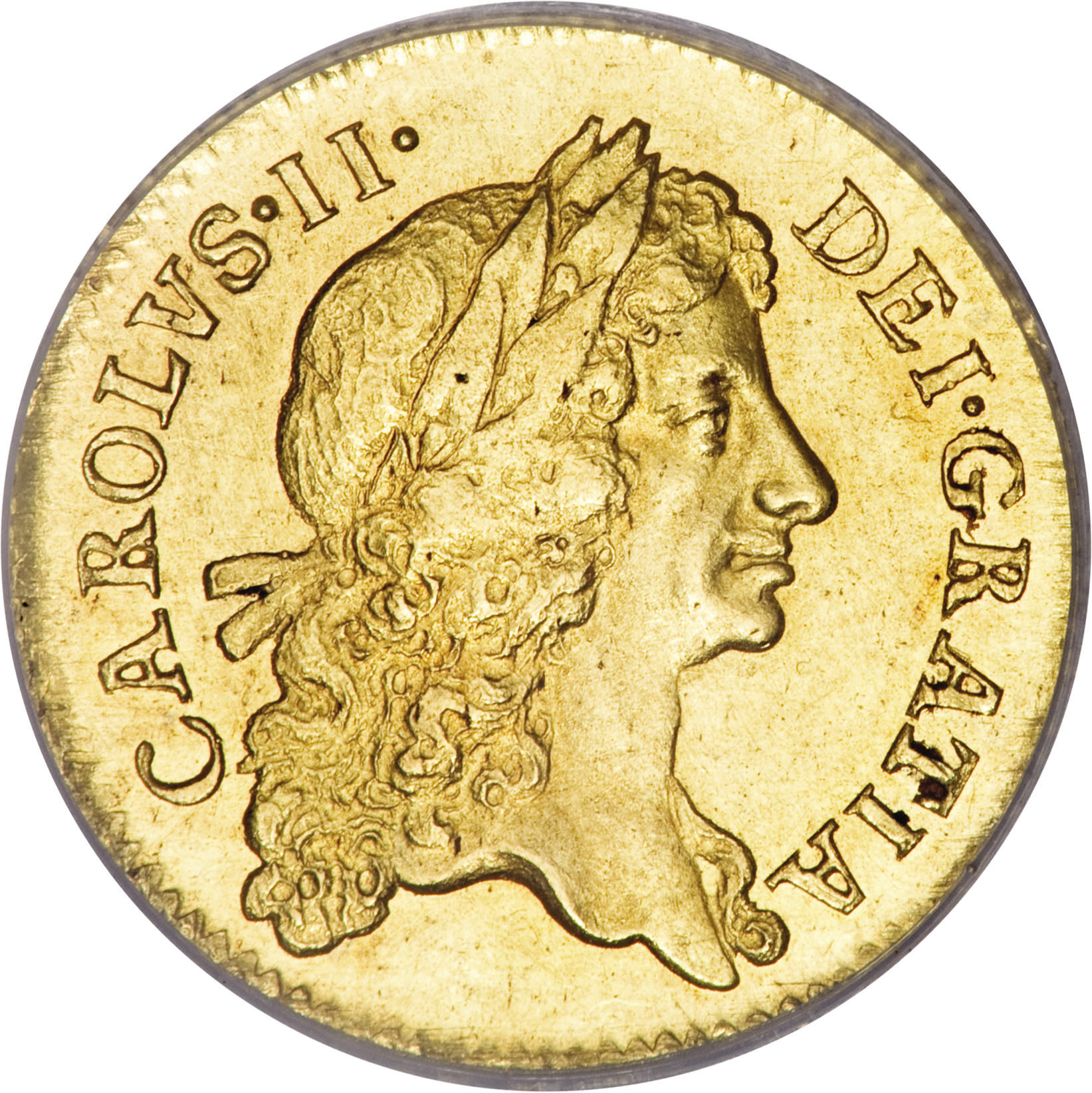 ½ Guinea - Charles II 1st bust obverse