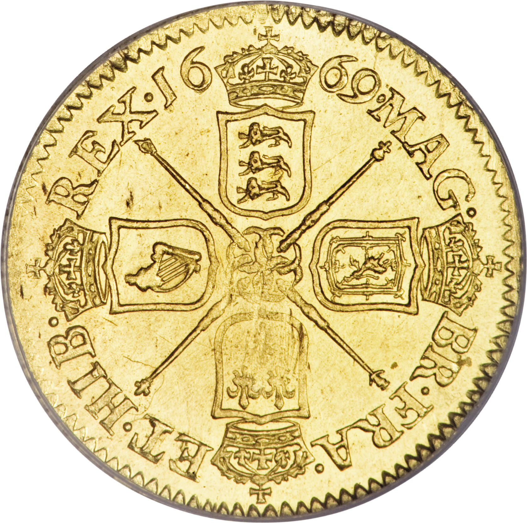 ½ Guinea - Charles II 1st bust reverse