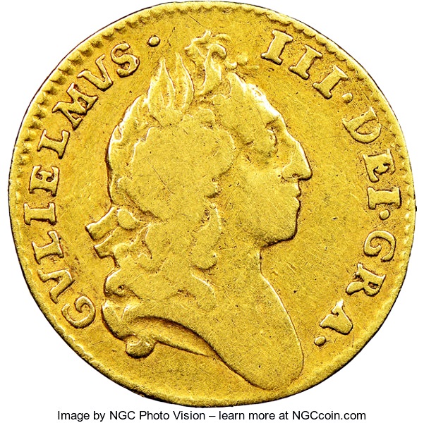 ½ Guinea - William III early harp obverse