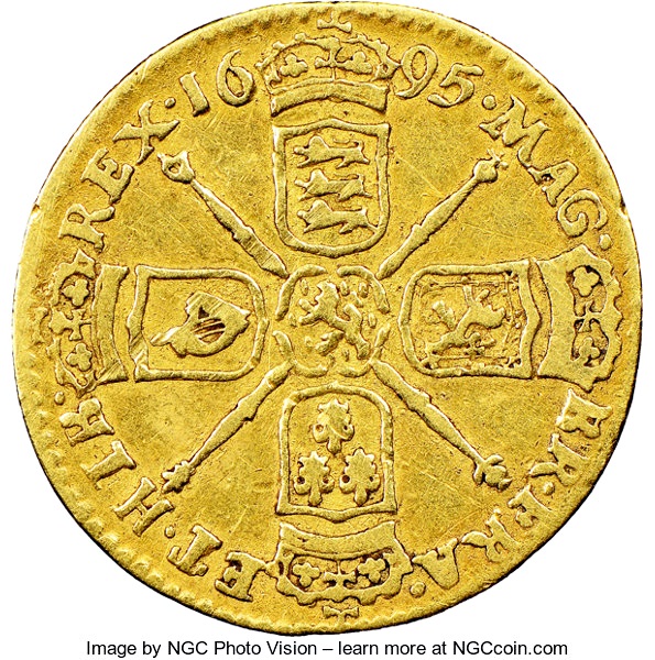 ½ Guinea - William III early harp