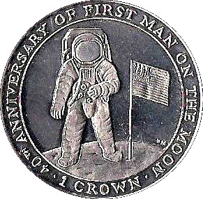 Isle of Man 1 Crown - Elizabeth II First Man on the Moon reverse