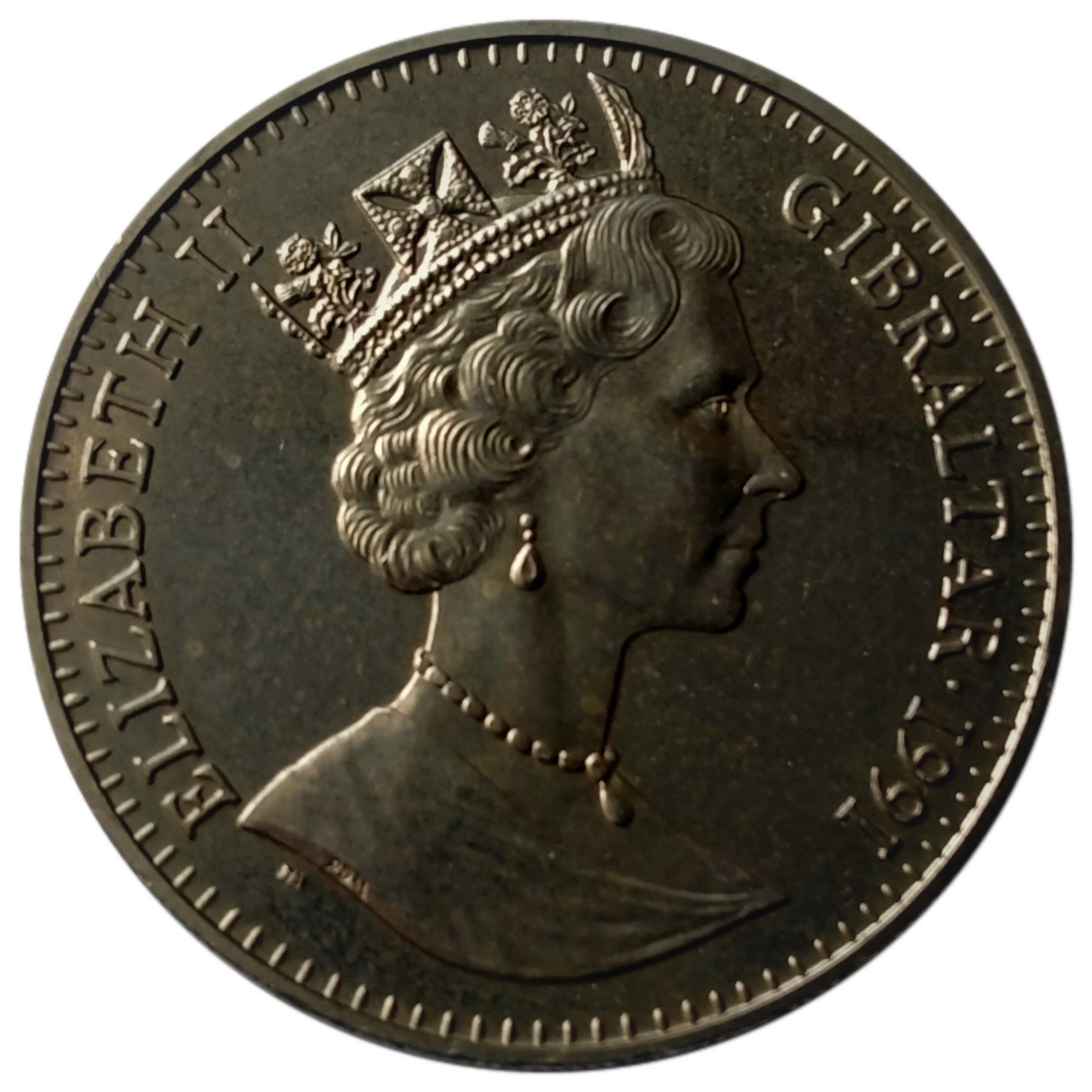 Gibraltar 1 Crown - Elizabeth II Olympic Victor obverse
