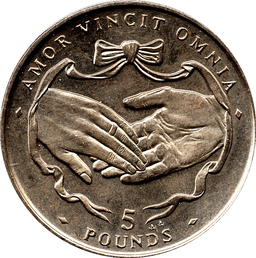 Gibraltar 5 Pounds - Elizabeth II Golden Wedding