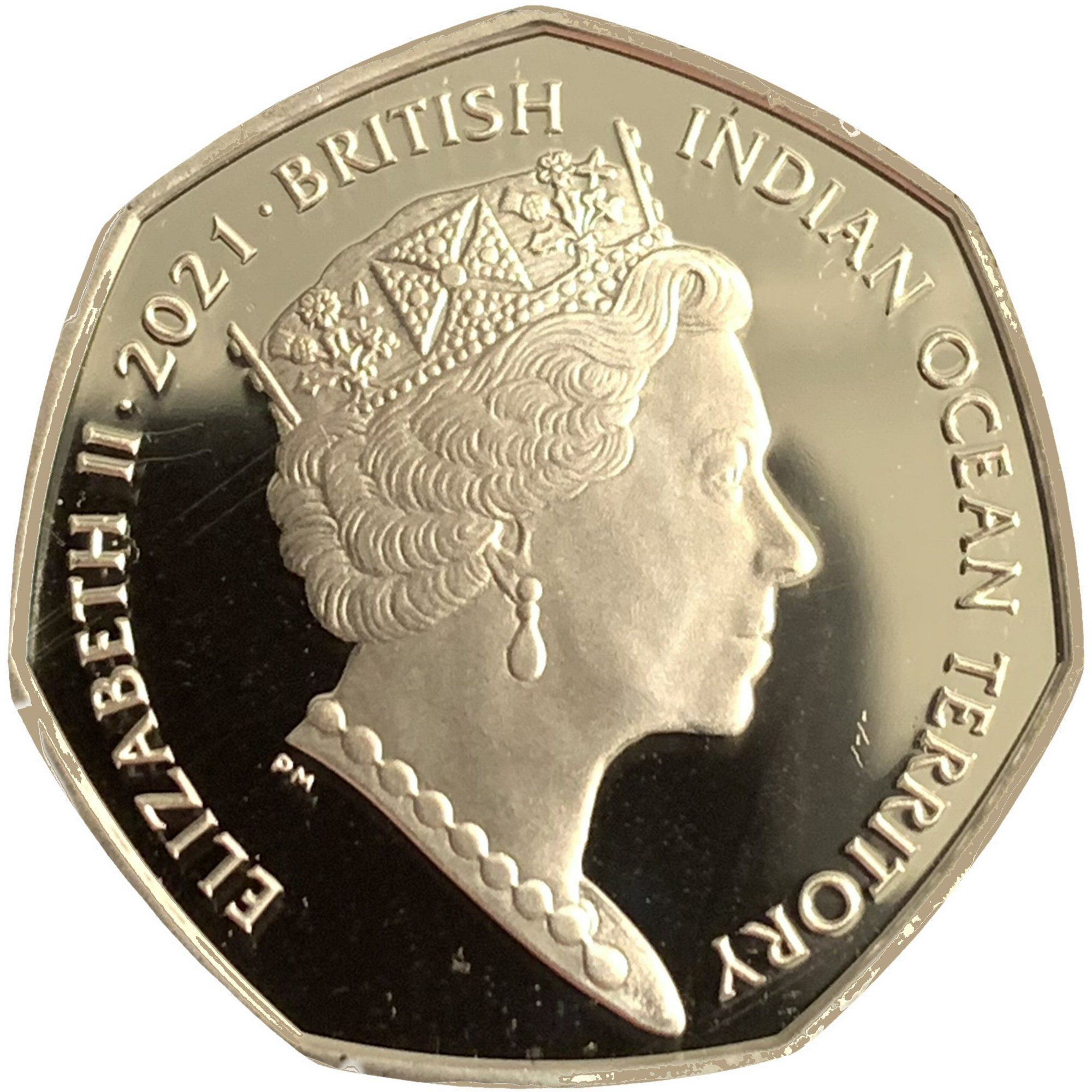 British Indian Ocean Territory 50 Pence - Elizabeth II Chagos anemone; Silver obverse