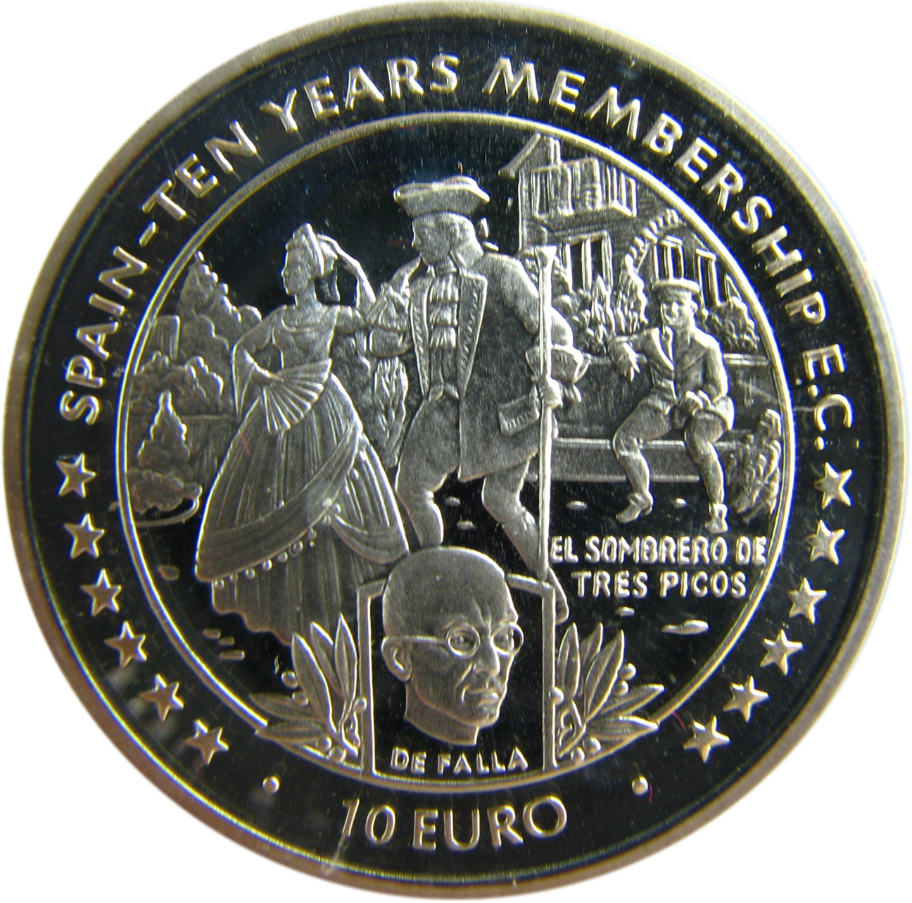 Isle of Man 10 Euros - Elizabeth II Spain E.C. Membership reverse