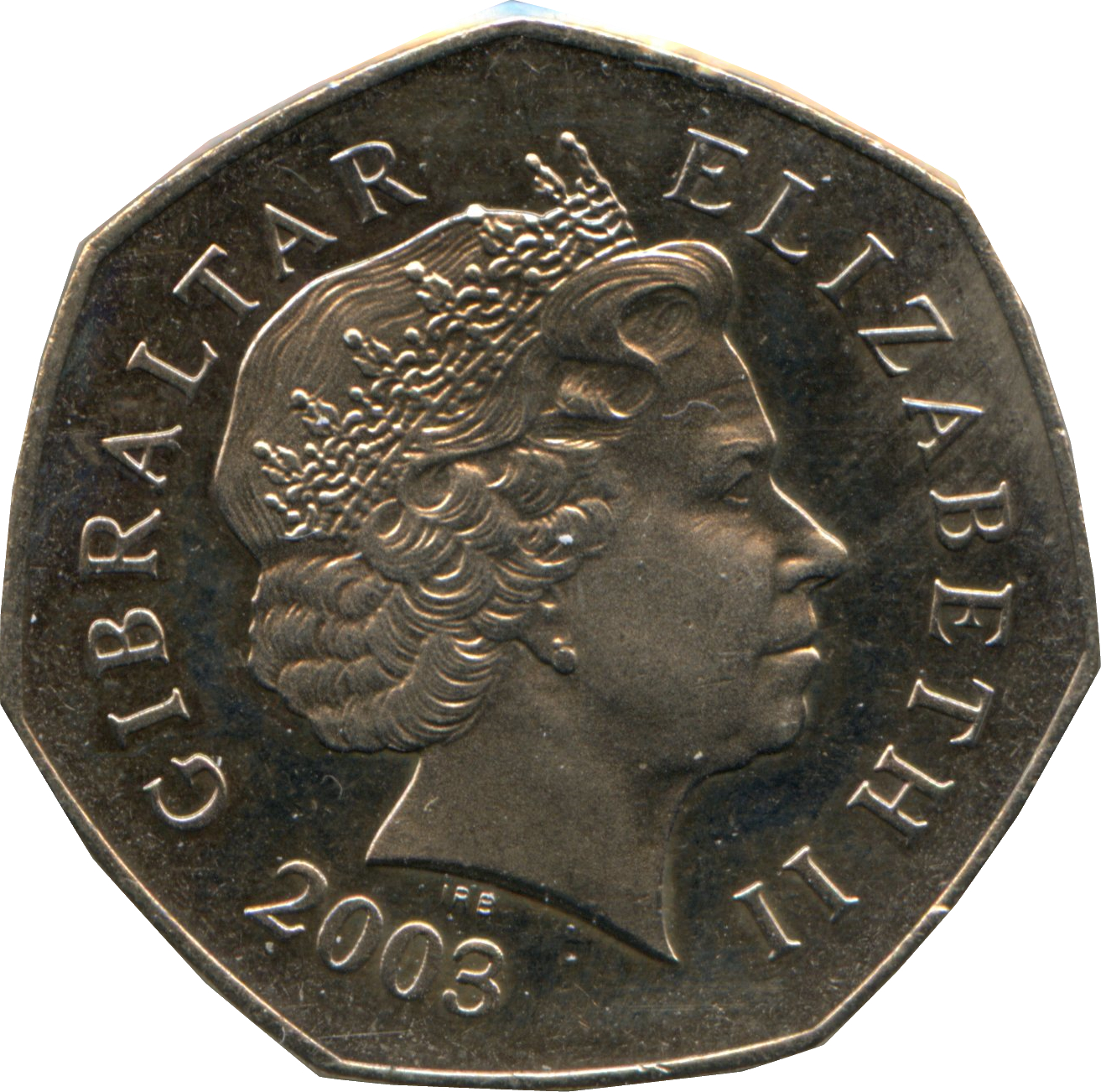 Gibraltar 50 Pence - Elizabeth II Christmas obverse