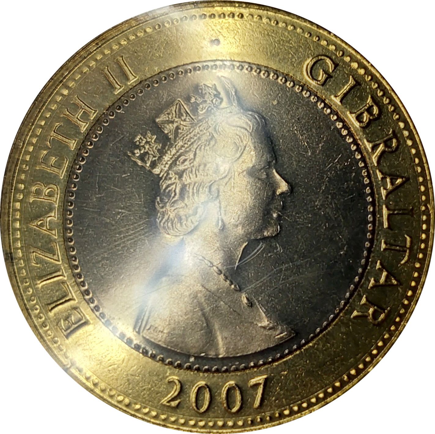 Gibraltar 2 Pounds - Elizabeth II Diamond Wedding Anniversary obverse