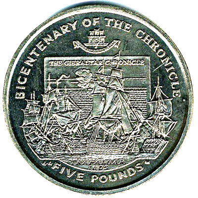 Gibraltar 5 Pounds - Elizabeth II Gibraltar Chronicle