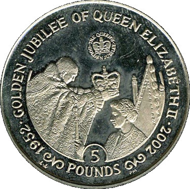 Gibraltar 5 Pounds - Elizabeth II Queen's Golden Jubilee