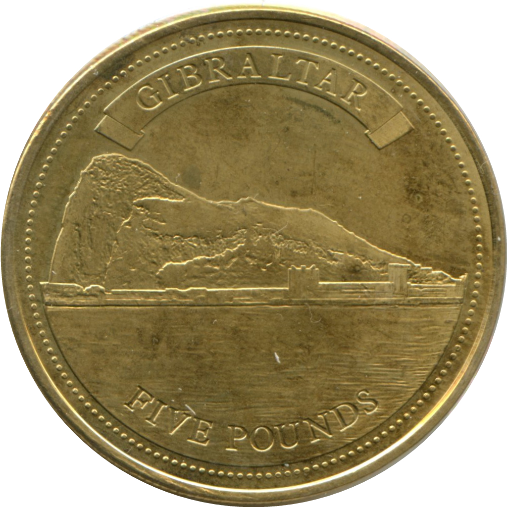 Gibraltar 5 Pounds - Elizabeth II Rock of Gibraltar