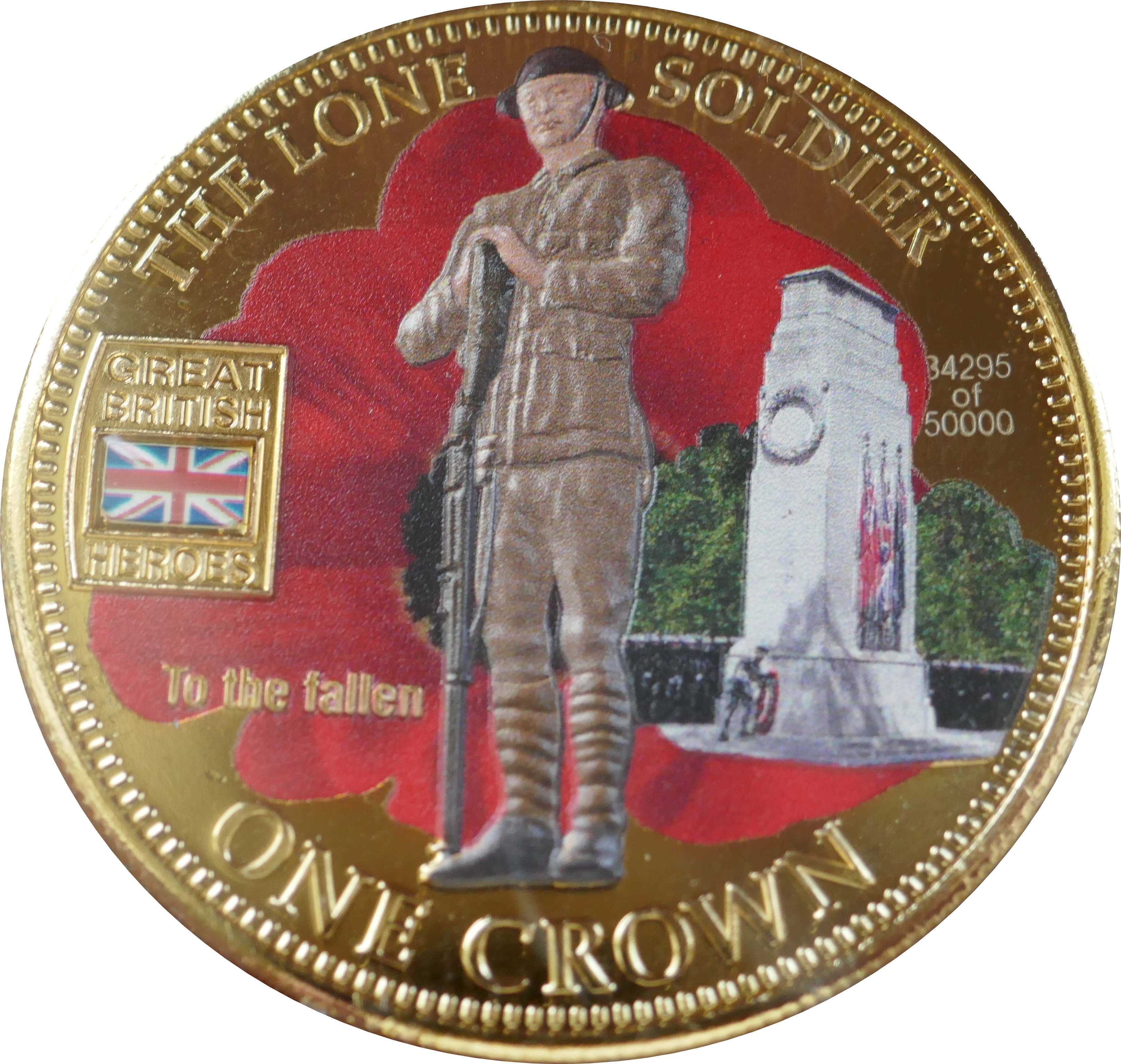 Tristan da Cunha 1 Crown - Elizabeth II The Lone Soldier; colour reverse