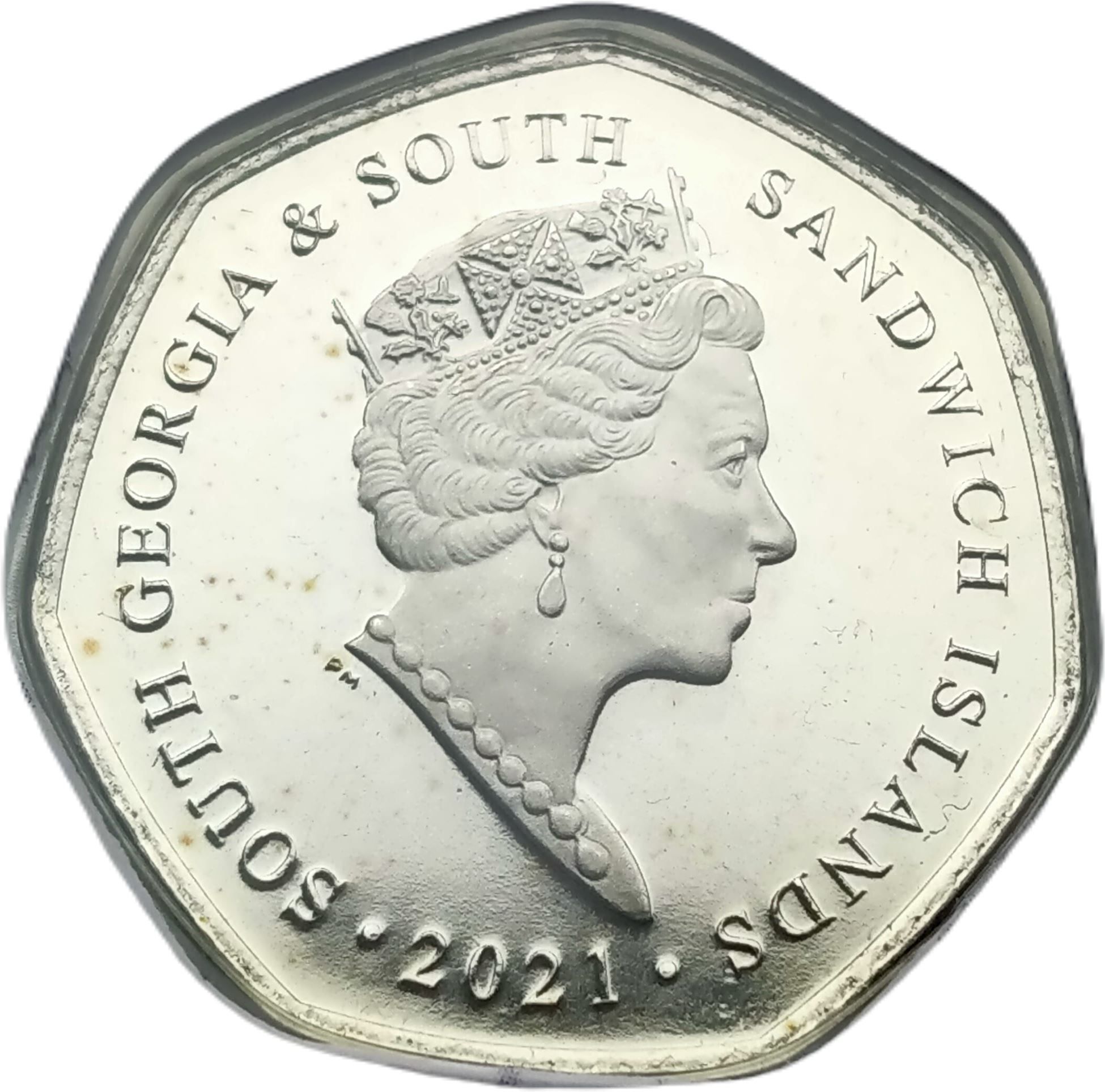 South Georgia and the South Sandwich Islands 50 Pence - Elizabeth II RRS Discovery obverse