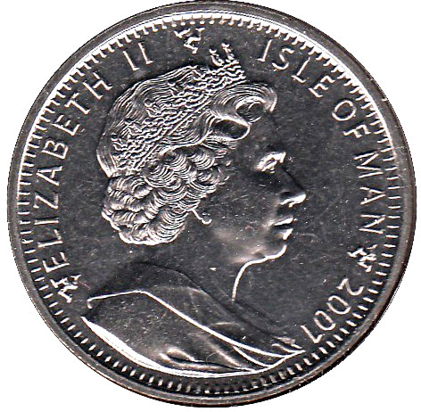 Isle of Man 1 Crown - Elizabeth II Roald Amundsen obverse