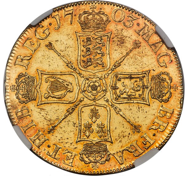 5 Guineas - Anne pre-union shields; VIGO