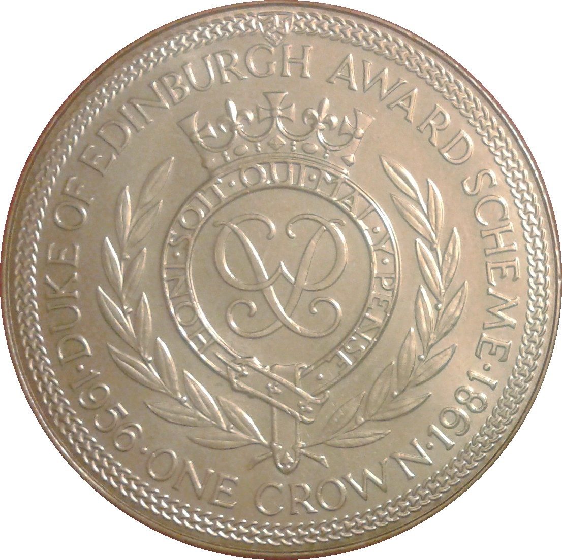 Isle of Man 1 Crown - Elizabeth II Duke of Edinburgh Award Scheme - Monogram reverse