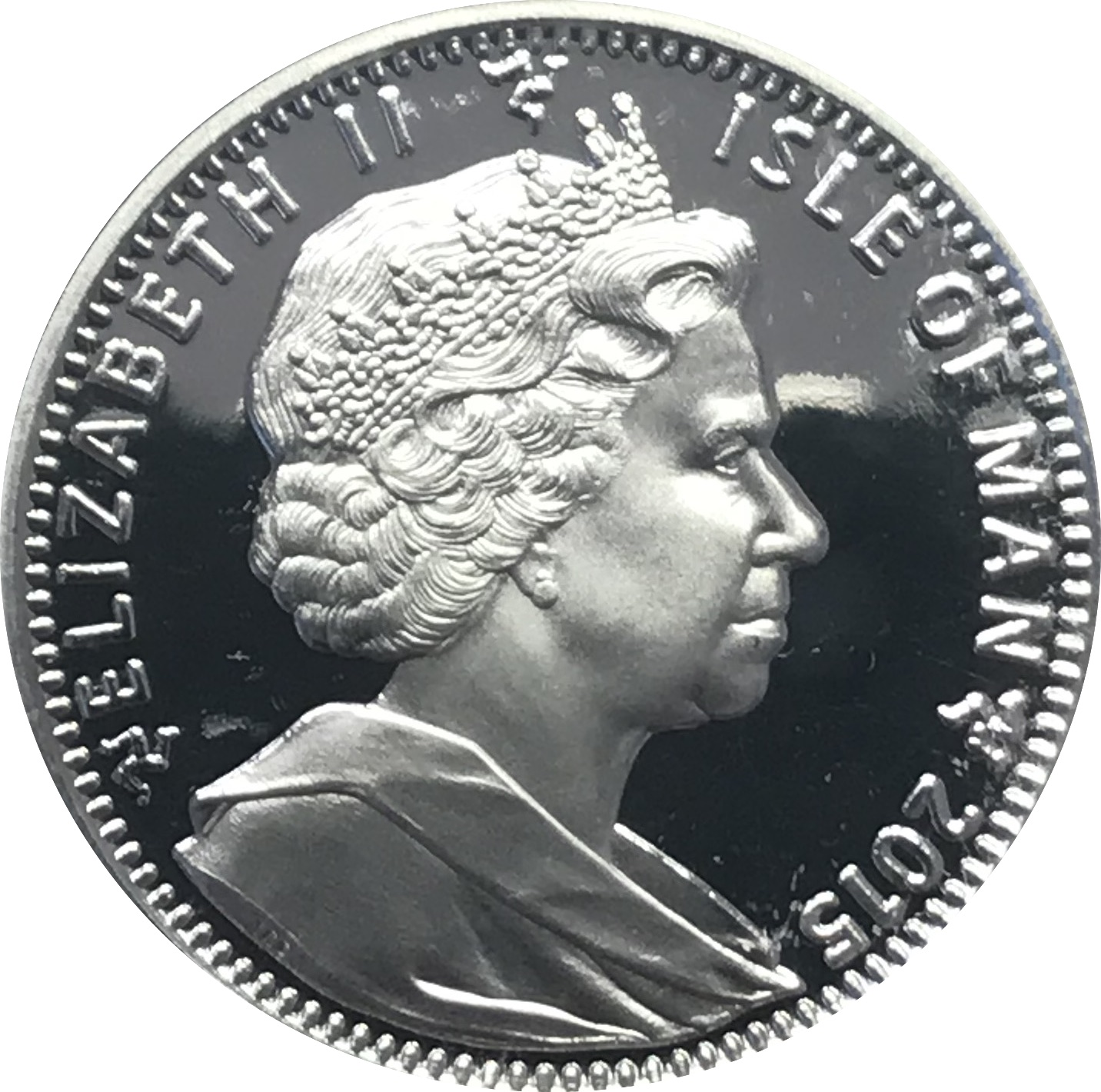 Isle of Man 1 Crown - Elizabeth II Selkirk Rex Cat; Silver obverse