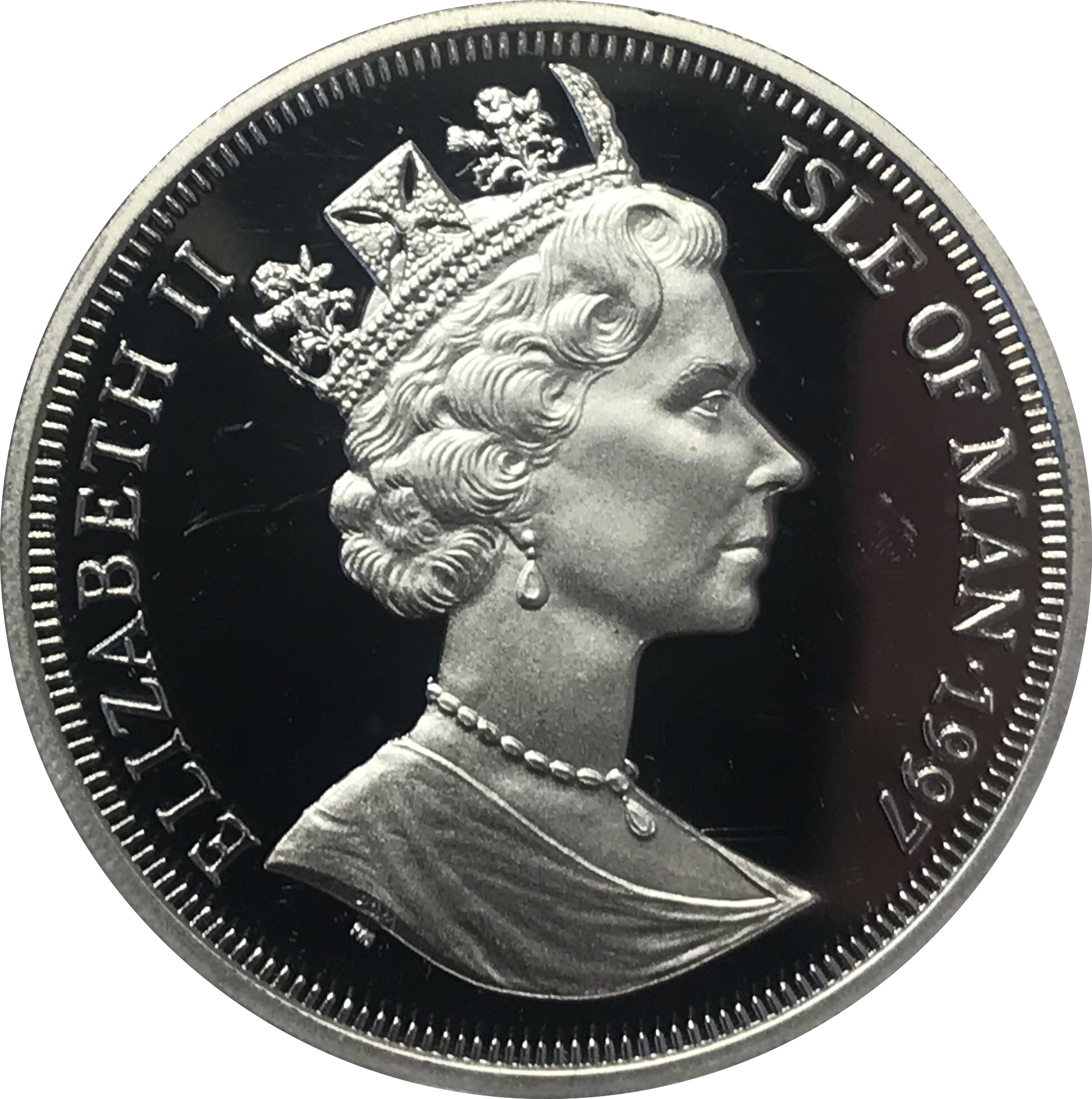 Isle of Man 1 Crown - Elizabeth II Long-Haired Smoke Cat; Silver obverse