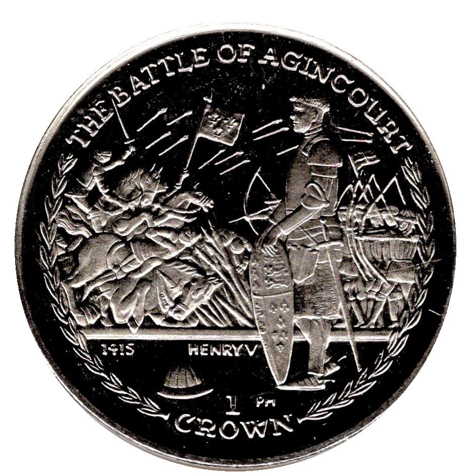 Isle of Man 1 Crown - Elizabeth II The Battle of Agincourt reverse