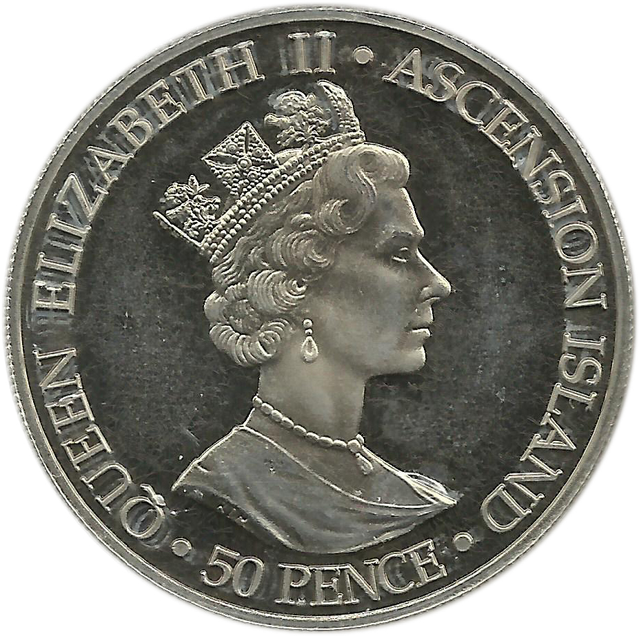 Ascension Island 50 Pence - Elizabeth II Queen Mother obverse