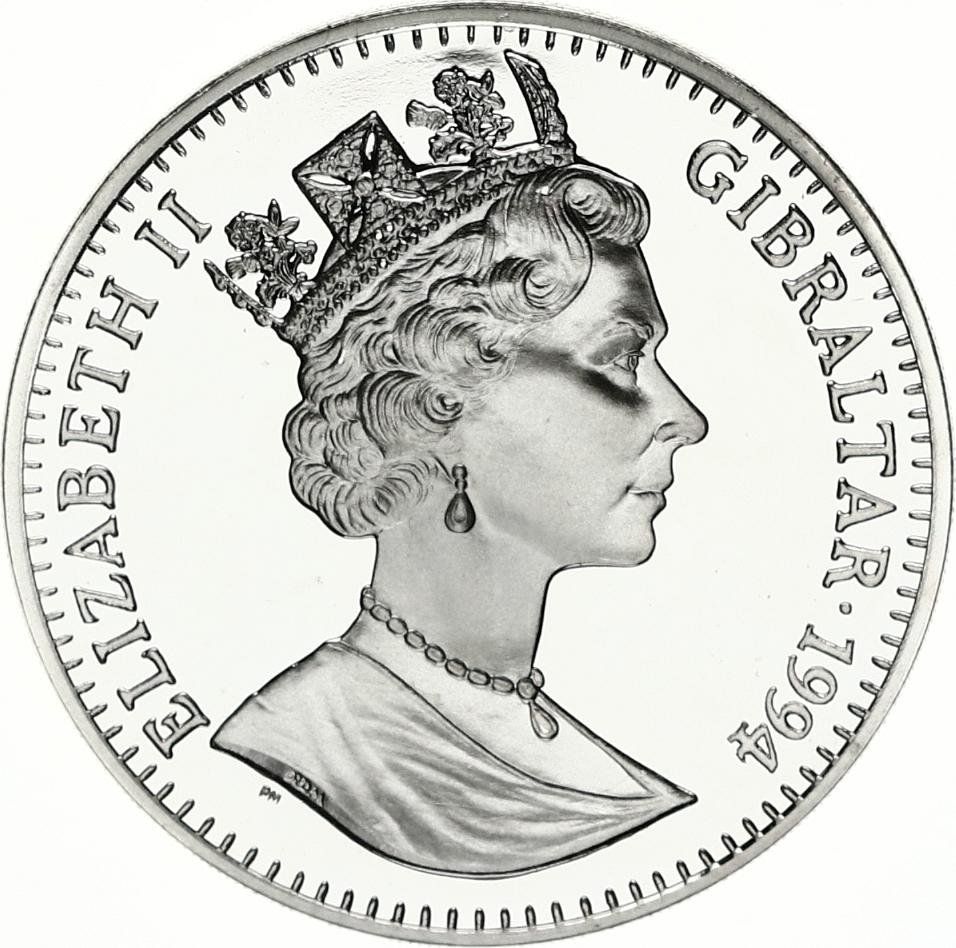 Gibraltar 21 ECUs - Elizabeth II Eurotunnel Opening obverse
