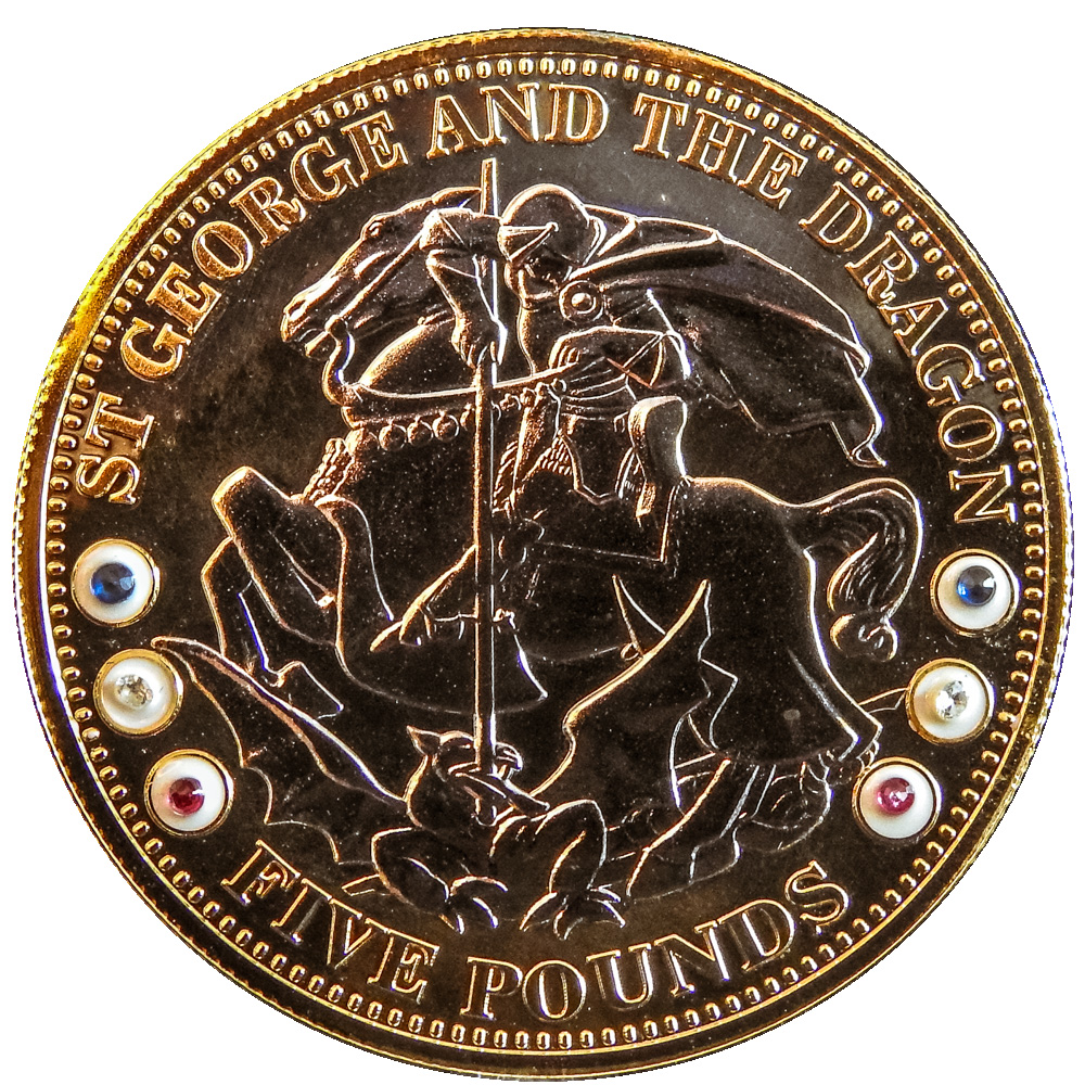 Tristan da Cunha 5 Pounds - Elizabeth II St George and the Dragon - Silver Piedfort