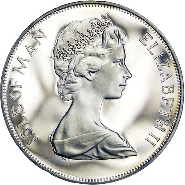 Isle of Man 1 Crown - Elizabeth II Silver Jubilee; silver issue obverse