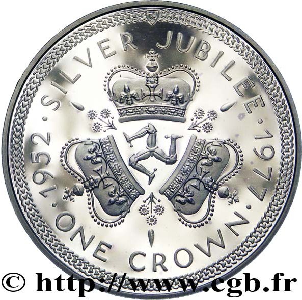 Isle of Man 1 Crown - Elizabeth II Silver Jubilee; silver issue