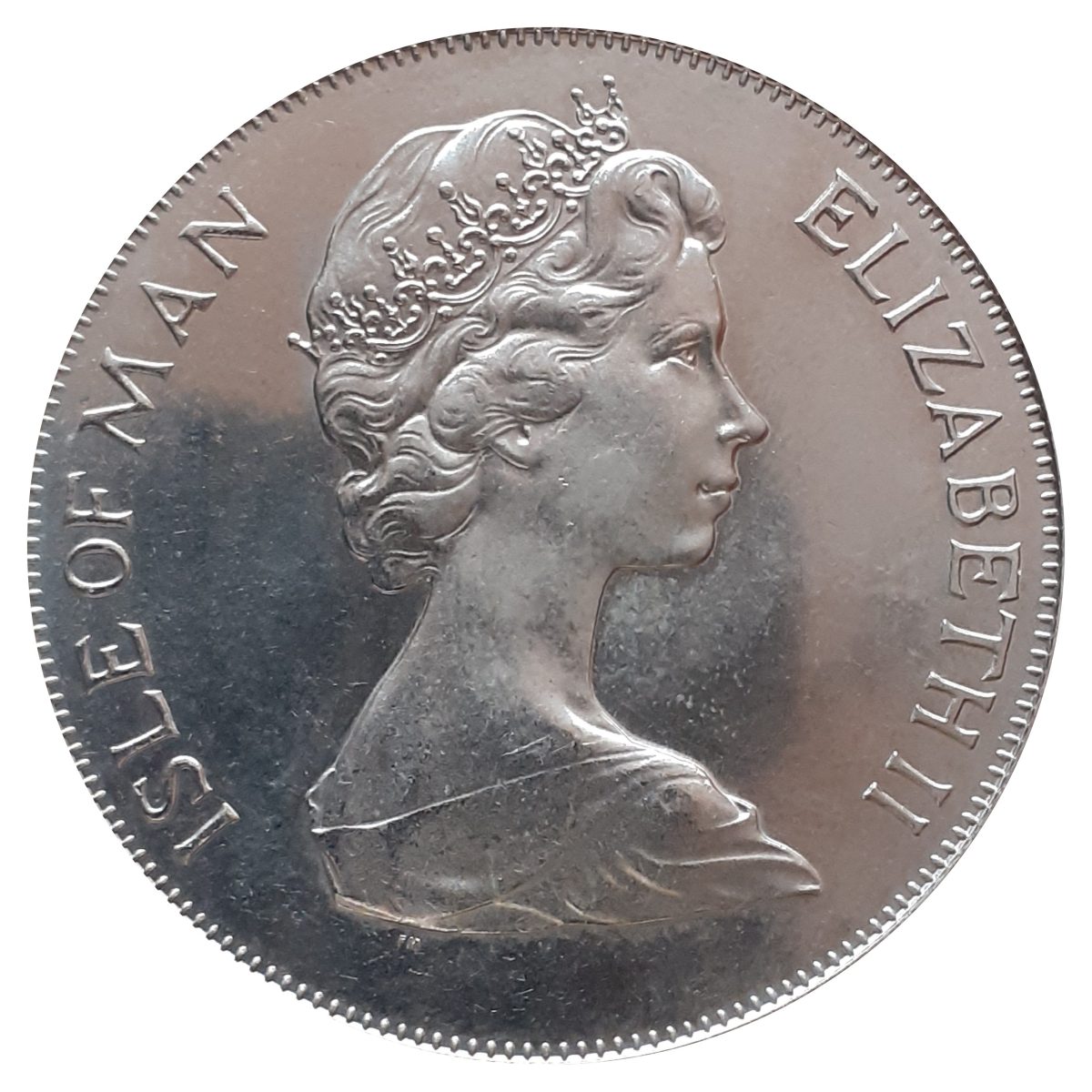 Isle of Man 1 Crown - Elizabeth II Silver Jubilee obverse