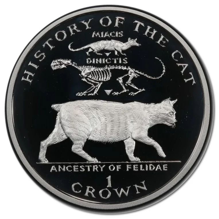 Isle of Man 1 Crown - Elizabeth II Ancestry of Felidae; Silver Proof