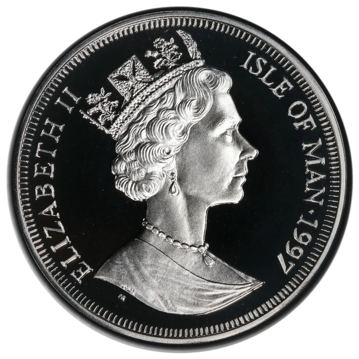 Isle of Man 1 Crown - Elizabeth II Felis silvestris grampia; Silver Proof obverse