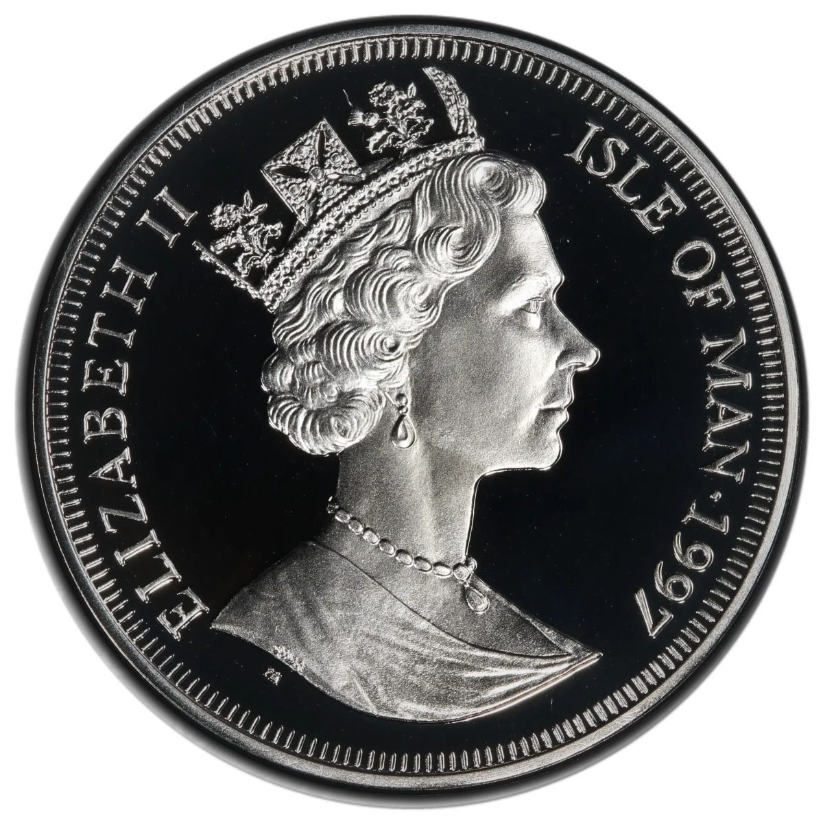 Isle of Man 1 Crown - Elizabeth II Mayailurus iriomotensis; Silver Proof obverse
