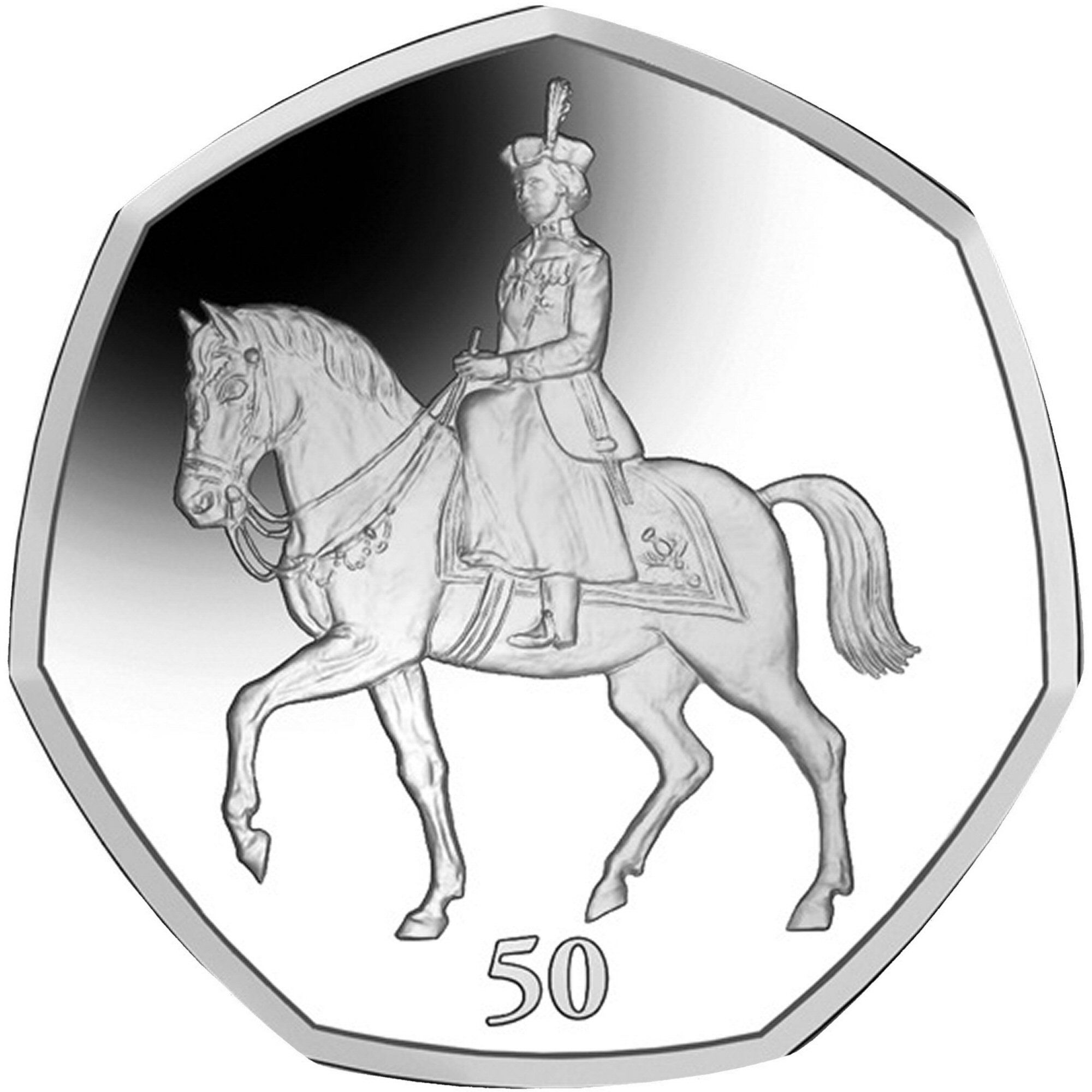 British Indian Ocean Territory 50 Pence - Elizabeth II Trooping the Colour; Silver reverse