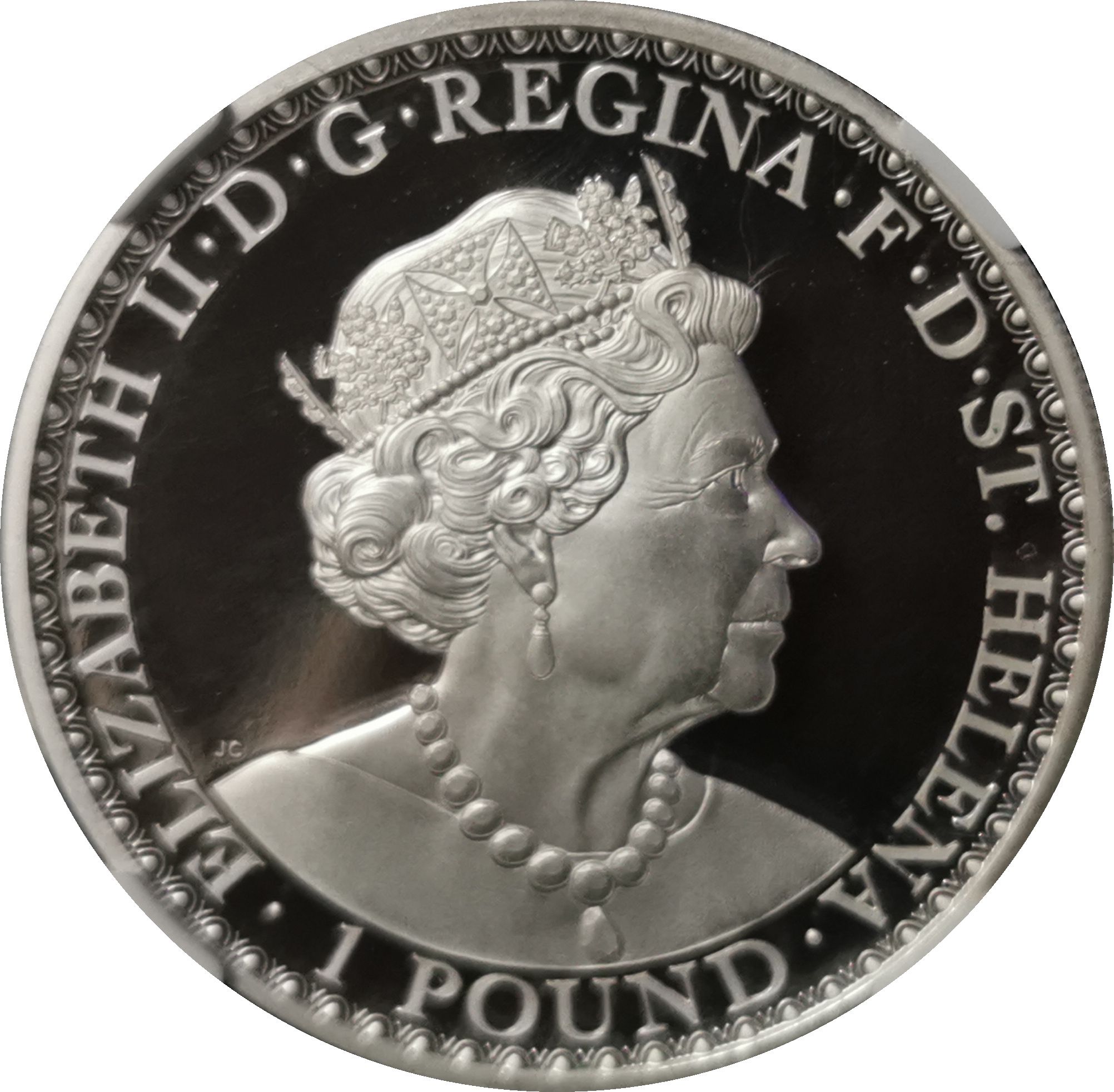 Saint Helena 1 Pound - Elizabeth II Una and the Lion - 1oz gold plated silver obverse