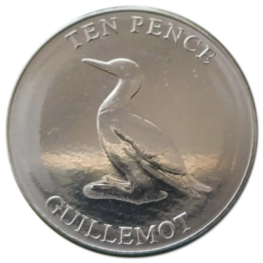 Guernsey 10 Pence - Elizabeth II Guillemot reverse