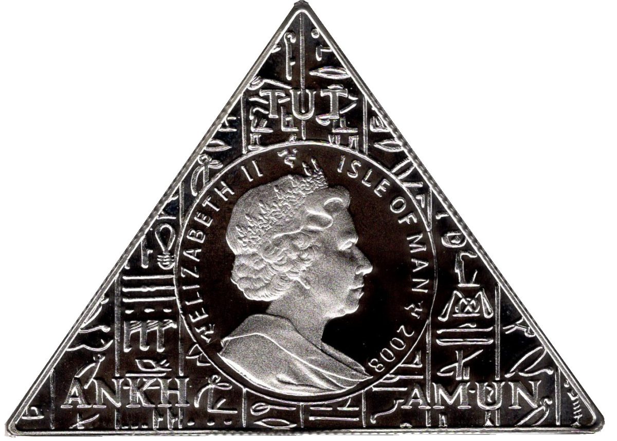 Isle of Man 1 Crown - Elizabeth II Tutankhamun - Canopic Coffinette; Silver proof obverse