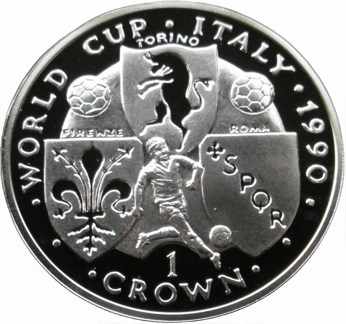 Isle of Man 1 Crown - Elizabeth II World Cup - Italy reverse