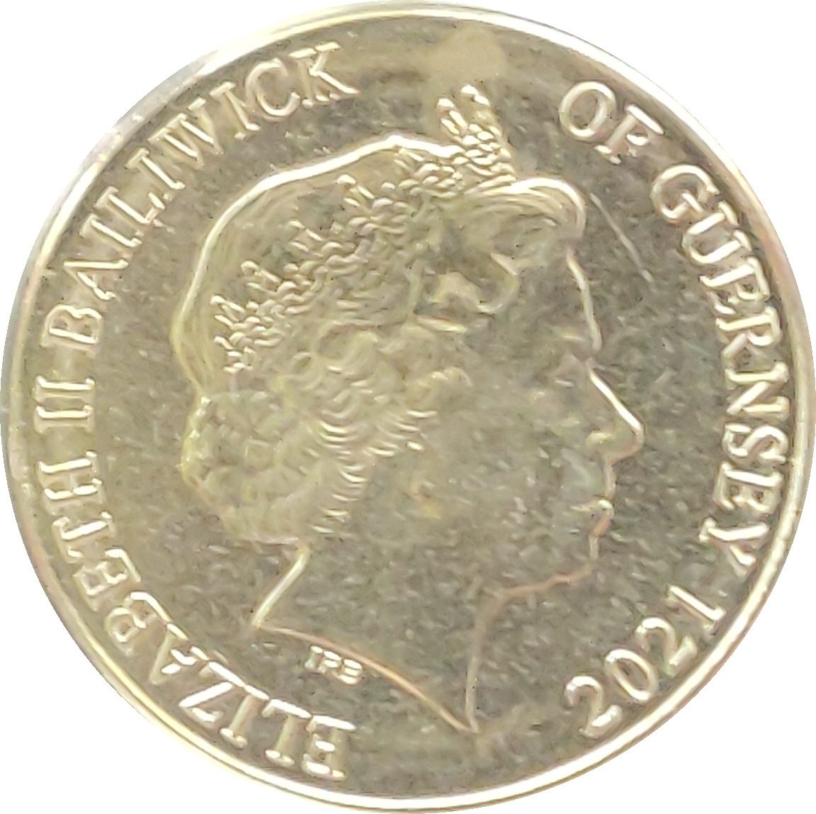Guernsey 10 Pence - Elizabeth II Red Squirrel colour printing obverse