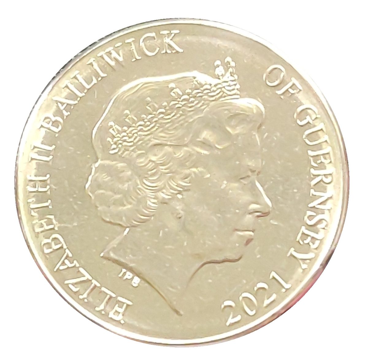 Guernsey 10 Pence - Elizabeth II Brown Hare; colour printing obverse
