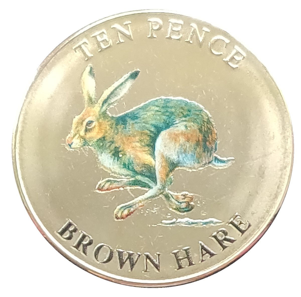 Guernsey 10 Pence - Elizabeth II Brown Hare; colour printing